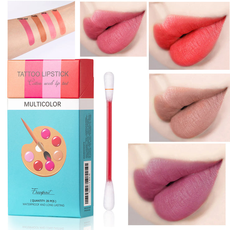 20 Pcs Set Cotton Swab Lipsticks For Outdoor Portable Lipsticks Cosmetics Waterproof Case Lasting Long Cigarette Liquid Lipstick A T FASHION STORE