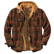 Plaid Long-Sleeved Hooded Jacket A T FASHION STORE