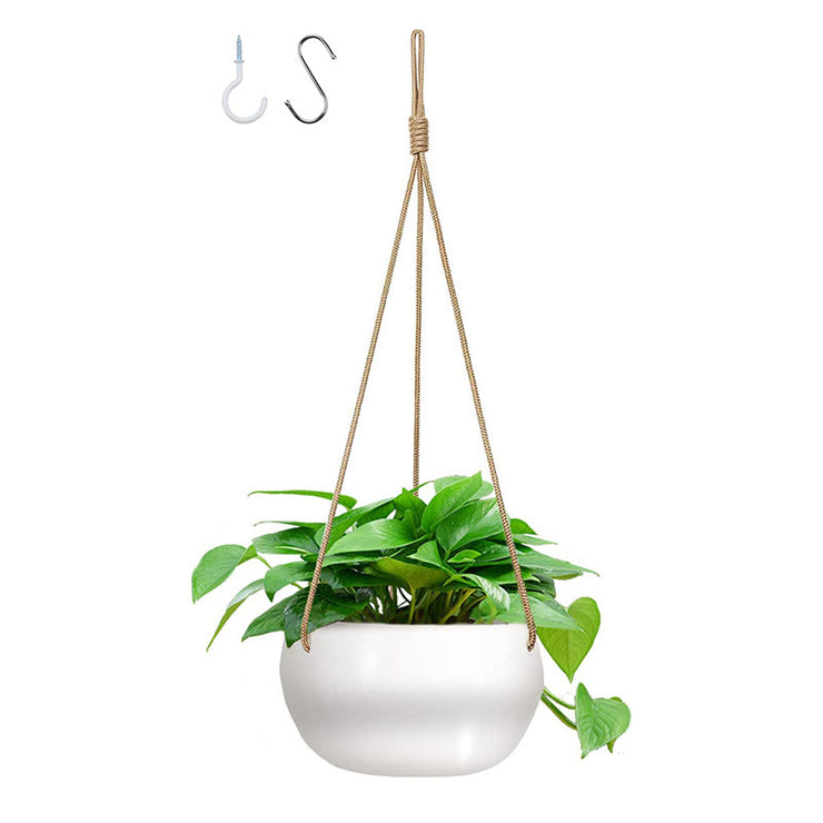 Spot Nylon Rope Hemp Rope Wall Hanging Ceramic Flowerpot Indoor Living Room Green Plants Succulent Potted Decoration AT home decorations