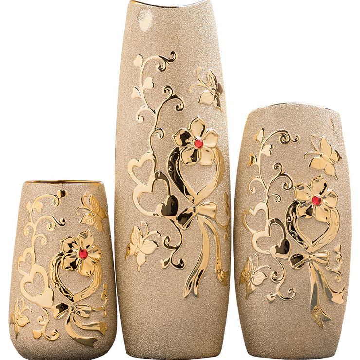 Ceramic Vase Electroplating Gold European Style Home Living Room Decoration AT home decorations