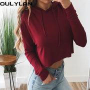 Oulylan Women's Crop Hoodies Sweatshirts A T FASHION STORE