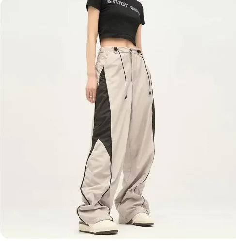 Real Shot American Street Fashion Stitching Structure Casual Trousers A T FASHION STORE