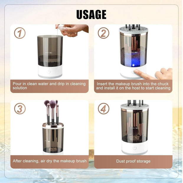 Make Up Brush Cleaner,Electric Brush Cleaner, USB Rechargeable Automatic Deep Cosmetic Cleaning Device 6c4e29