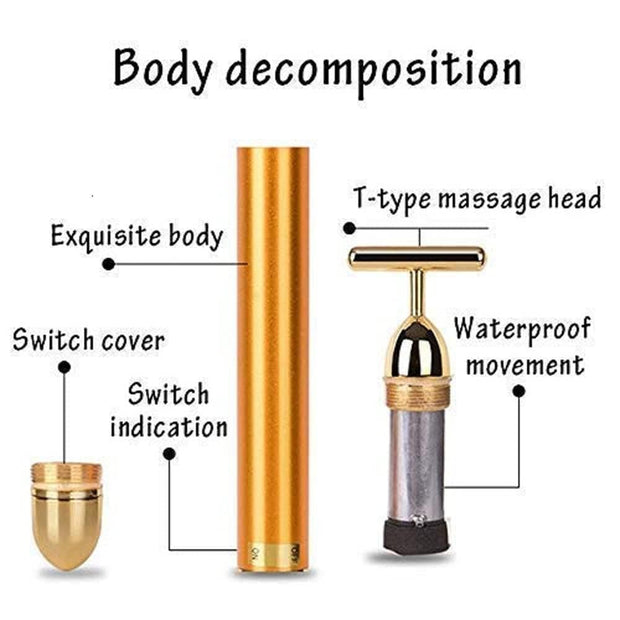 24K Gold Energy Beauty Bar Electric Facial Massage Roller 6c4e29