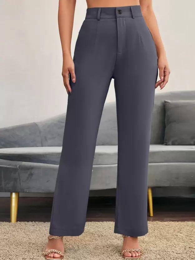 Elegant Grey & Black Lycra Solid Trousers Combo For Women 6c4e29