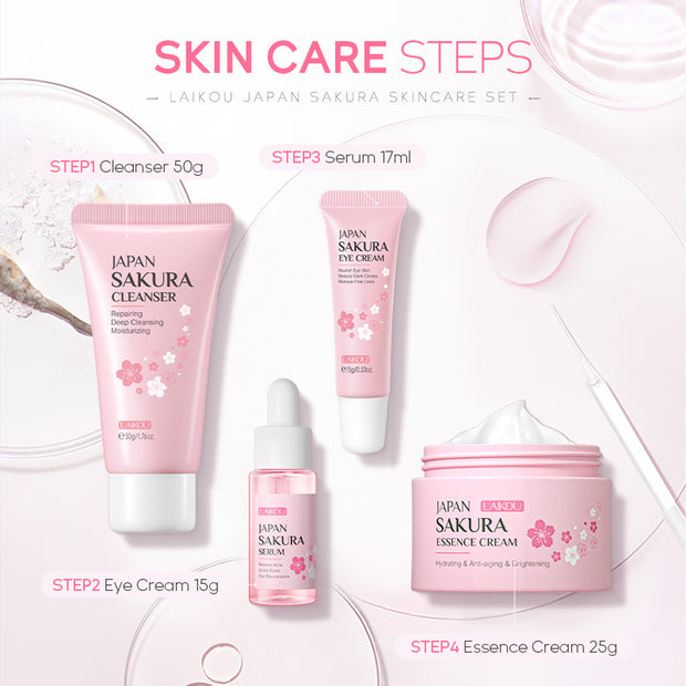 Sakura Skin Care Set 4-piece Set Cleansing Eye Cream Face Cream A T FASHION STORE