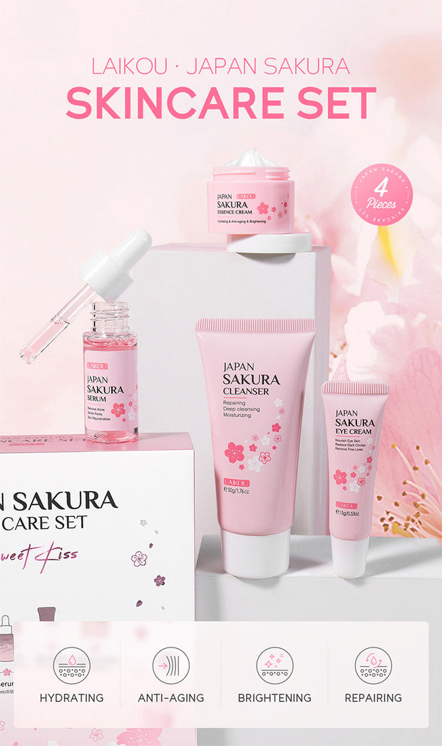 Sakura Skin Care Set 4-piece Set Cleansing Eye Cream Face Cream A T FASHION STORE