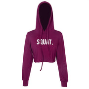 InstaHot Letter Print SQUAT Hoodies Women's Autumn Crop Tops A T FASHION STORE