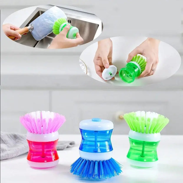 Random Color Kitchen Wash Pot Dish Brush Washing Utensils With Washing Up Liquid Soap Dispenser Household Cleaning Accessories A T FASHION STORE