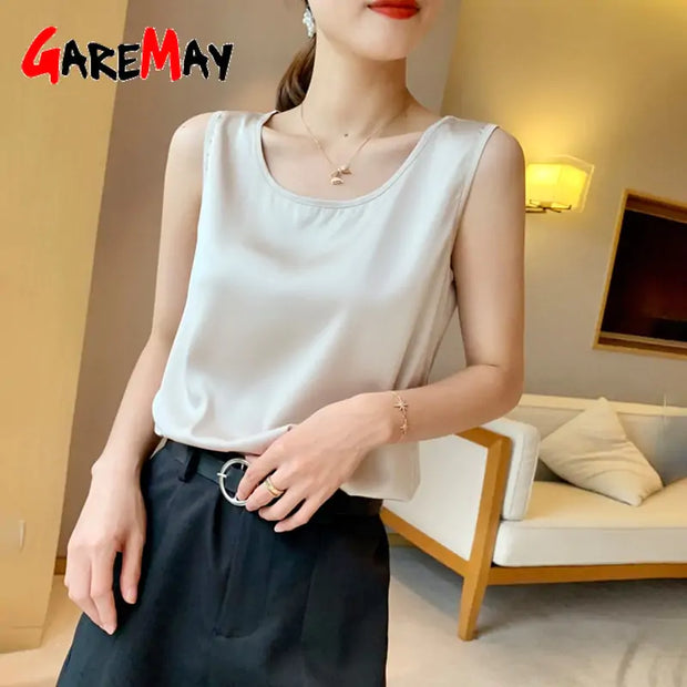 Women's Sleeveless Satin Blouse AT Fashion store