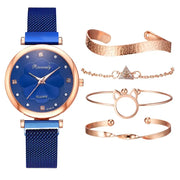 5-Piece Women's Luxury Magnet Buckle Watch Bracelet Set A T FASHION STORE