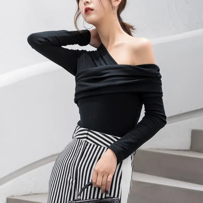 Off Shoulder Asymmetric Women's Tops A T FASHION STORE