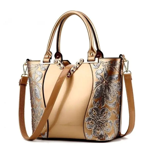 Luxury Sequin Embroidery Women's Patent Leather Handbag A T FASHION STORE