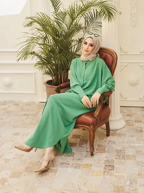 Fashion Single Breasted Muslim Dresses AT Fashion store