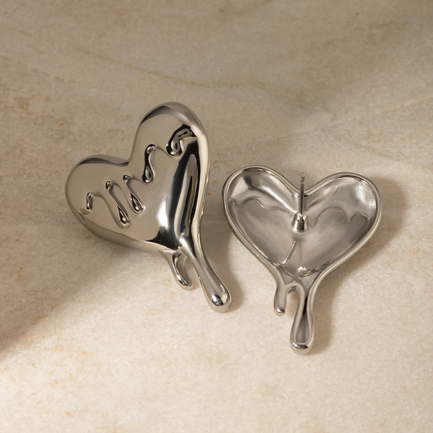 18K Gold Stainless Steel Melting Love Heart Earrings AT home decorations