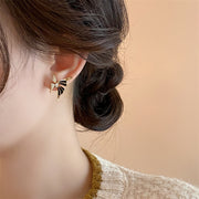 Fashionable Golden Drop Oil Diamond Butterfly Earrings AT home decorations