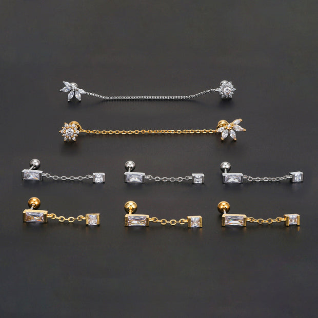 Fashion Creative Chain Tassel Geometric Ear Bone Stud AT home decorations