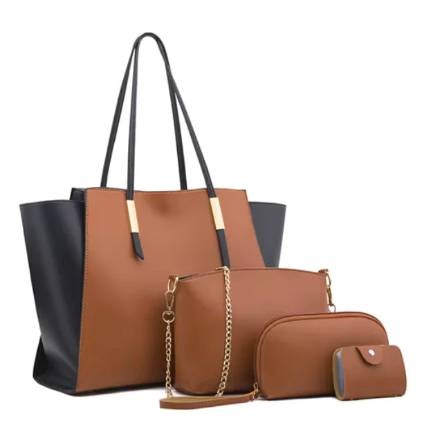 Luxe4 Women's 4-Piece PU Vegan Leather Bag Set A T FASHION STORE