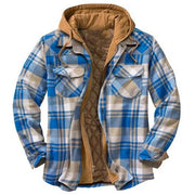 Plaid Long-Sleeved Hooded Jacket A T FASHION STORE