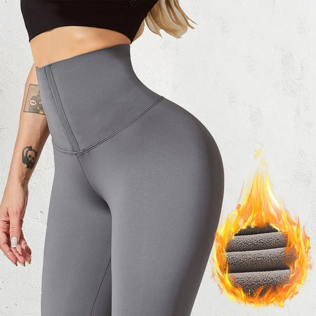 Women's High Waist Warm Leggings for Fitness Sports A T FASHION STORE