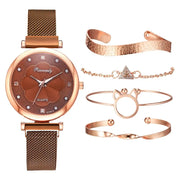 5-Piece Women's Luxury Magnet Buckle Watch Bracelet Set A T FASHION STORE