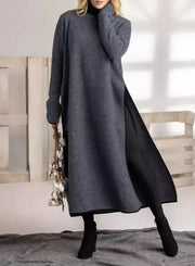 Oversized Knit Lace Dress Brushed Hoody Casual Dress A T FASHION STORE