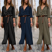 Women's Solid Color V-Neck Maxi Beach Dress A T FASHION STORE