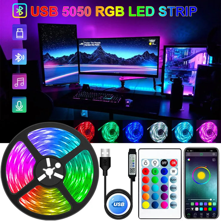 5050 Light Bar USB Bluetooth 5v Flexible LED Strip A T FASHION STORE