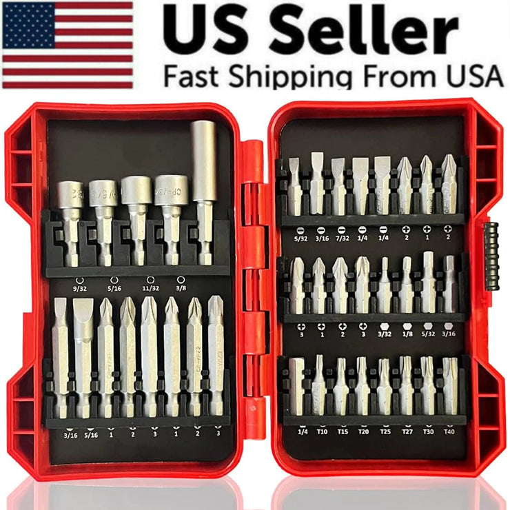 37 Piece Impact Screwdriver Bit Set Nut Driver Torx Phillips Tool Magnetic Drill A T FASHION STORE