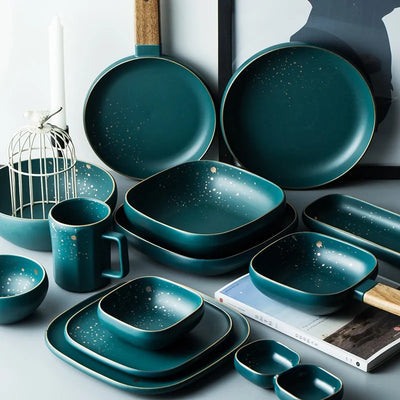 Retro Green Nordic Ceramic Tableware Set A T FASHION STORE