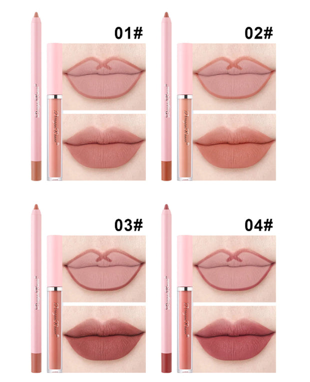 4pcs Lip Gloss Lip Liner Pen Set A T FASHION STORE