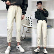 Korean Fashion Elastic Waist Jeans Trousers A T FASHION STORE