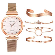 5-Piece Women's Luxury Magnet Buckle Watch Bracelet Set A T FASHION STORE