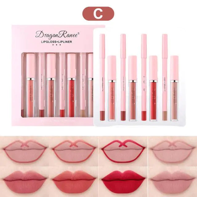 4pcs Lip Gloss Lip Liner Pen Set A T FASHION STORE