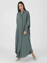 Fashion Single Breasted Muslim Dresses AT Fashion store