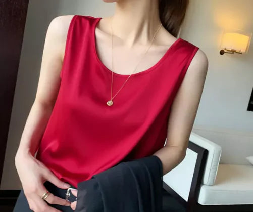 Women's Sleeveless Satin Blouse AT Fashion store