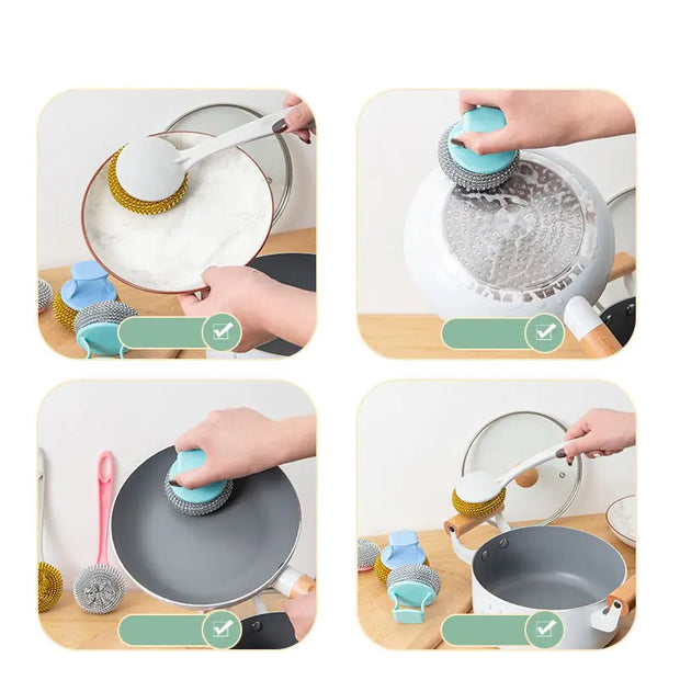 Random Color Kitchen Wash Pot Dish Brush Washing Utensils With Washing Up Liquid Soap Dispenser Household Cleaning Accessories A T FASHION STORE