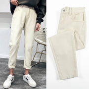 Korean Fashion Elastic Waist Jeans Trousers A T FASHION STORE