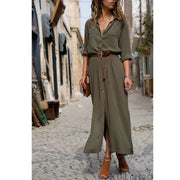 Women's Solid Color V-Neck Maxi Beach Dress A T FASHION STORE