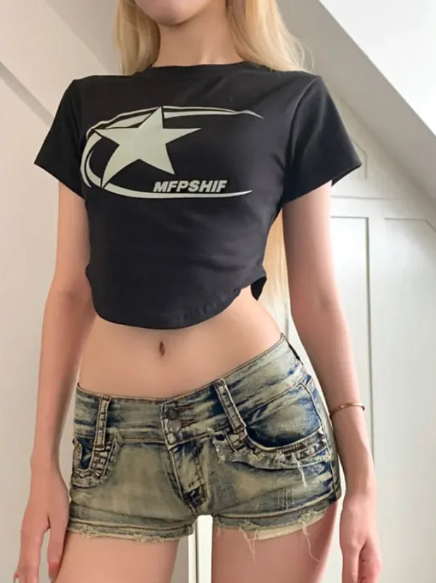 Vintage Star Graphic Crop Top A T FASHION STORE