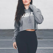 InstaHot Letter Print SQUAT Hoodies Women's Autumn Crop Tops A T FASHION STORE