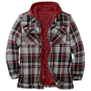 Plaid Long-Sleeved Hooded Jacket A T FASHION STORE