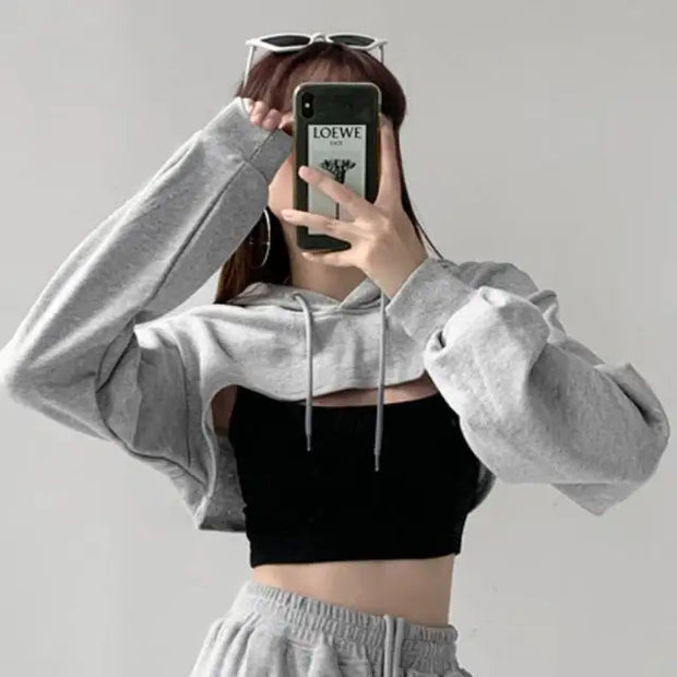 Cut Out Crop Hoodie A T FASHION STORE