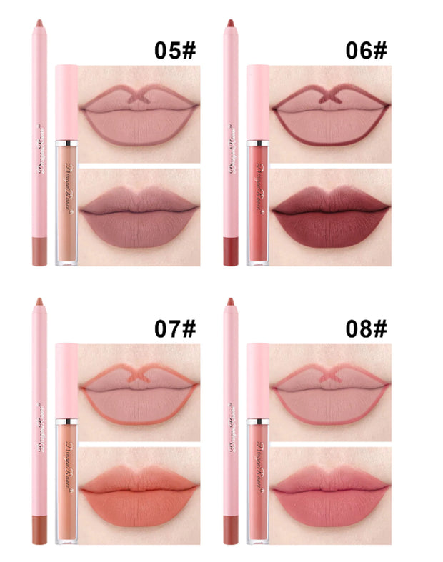 4pcs Lip Gloss Lip Liner Pen Set A T FASHION STORE