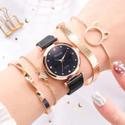 5-Piece Women's Luxury Magnet Buckle Watch Bracelet Set A T FASHION STORE