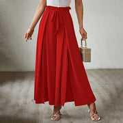 Women's Pants Solid Color Elastic High Waist Wide Leg Trousers A T FASHION STORE