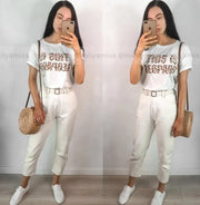 Korean Fashion Elastic Waist Jeans Trousers A T FASHION STORE