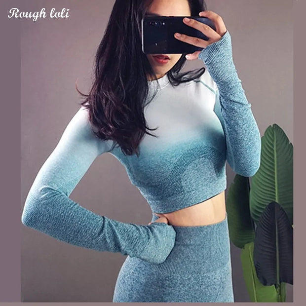 Teal Ombre Crop Top A T FASHION STORE