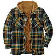 Plaid Long-Sleeved Hooded Jacket A T FASHION STORE